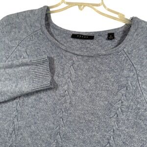 Cyrus Womens Small Blue Cable Knit Long Sleeve Crewneck Sweater